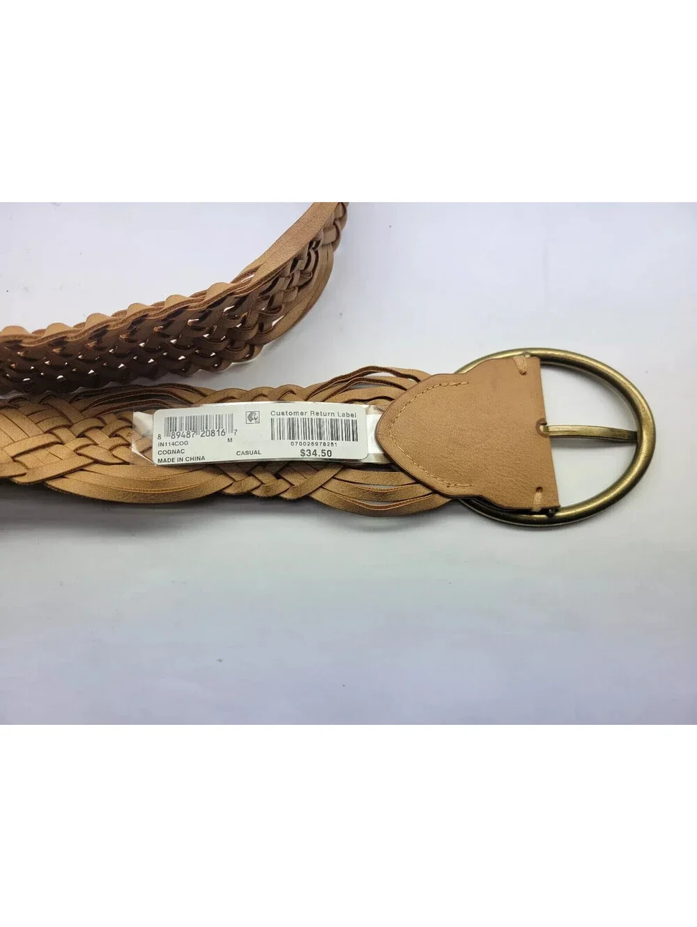 2x INC International Concepts Womens Woven Braided Belt Cognac Sz Medium